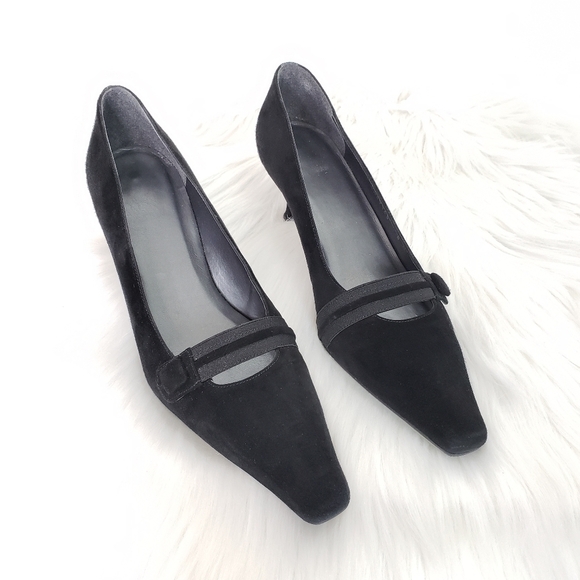 Stuart Weitzman Online Black Suede heel pump 90s y2k - Picture 2 of 9